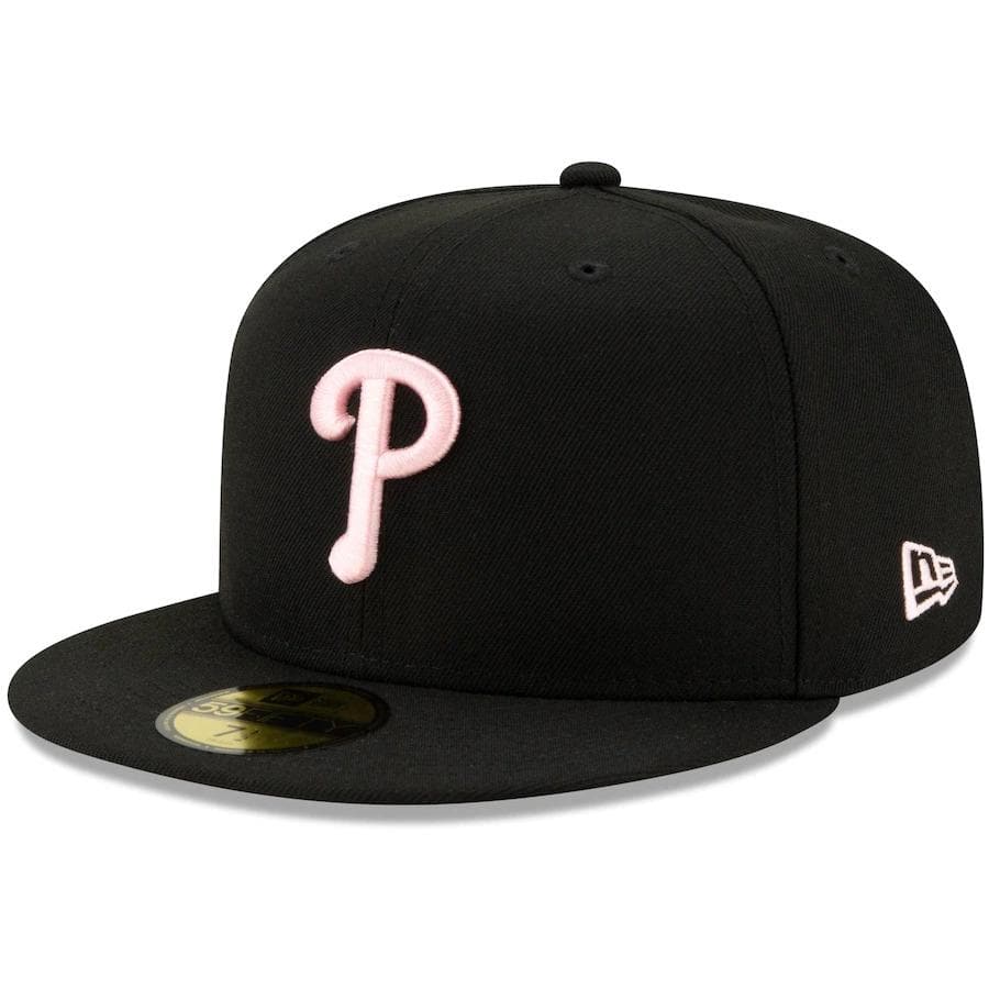 New Era Philadelphia Phillies Black 2008 World Series Champions Pink Undervisor 59FIFTY Fitted Hat