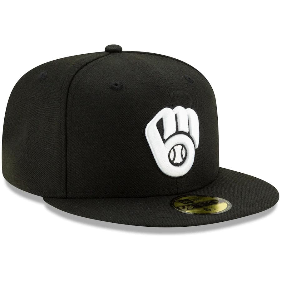 New Era Milwaukee Brewers Black & White 59Fifty Fitted Hat