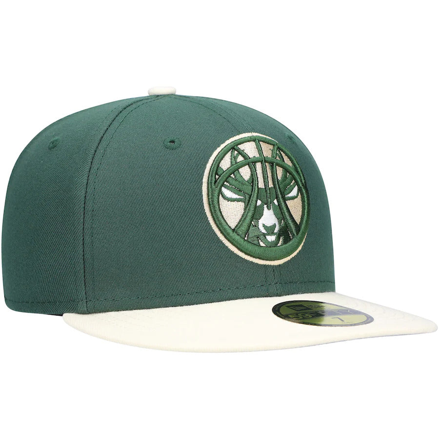 New Era Milwaukee Bucks 2021 NBA Draft Green/Cream 59FIFTY Fitted Hat