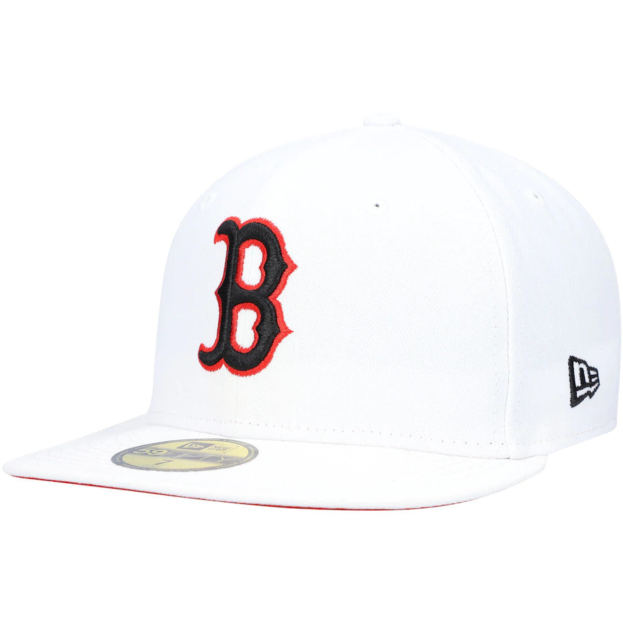 New Era White Boston Red Sox 2013 World Series Patch Red Undervisor 59FIFTY Fitted Hat