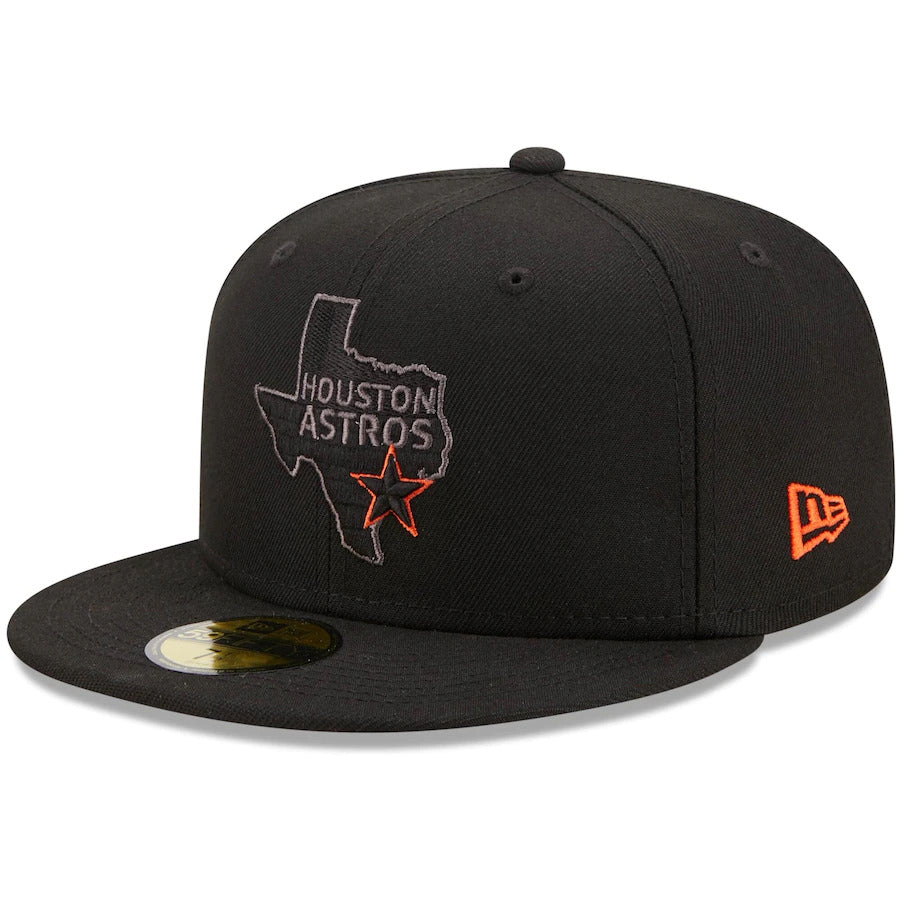 New Era Black Houston Astros 45th Anniversary Patch Blackout Pop Undervisor 59FIFTY Fitted Hat