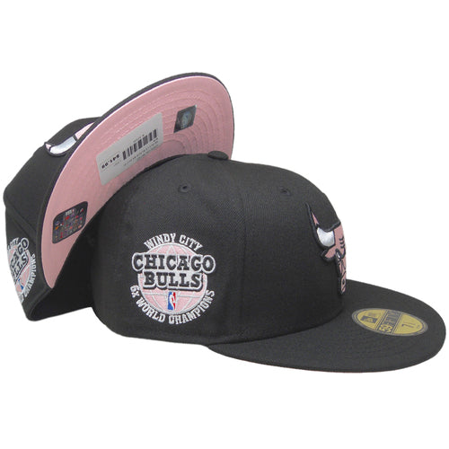 New Era Chicago Bulls Black 6x World Champions Pink Undervisor 59FIFTY Fitted Hat