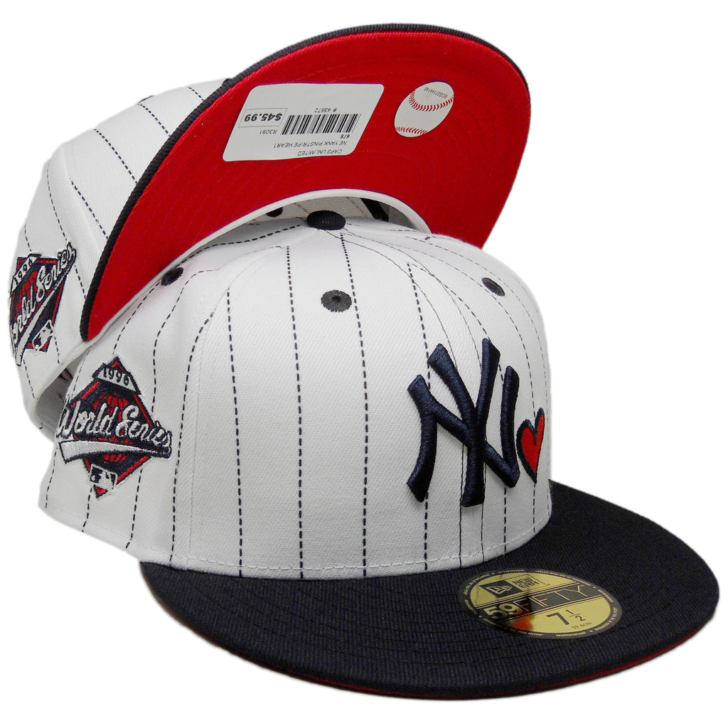 New Era New York Yankees 1996 World Series Pinstripe Heart Red Undervisor 59FIFTY Fitted Hat