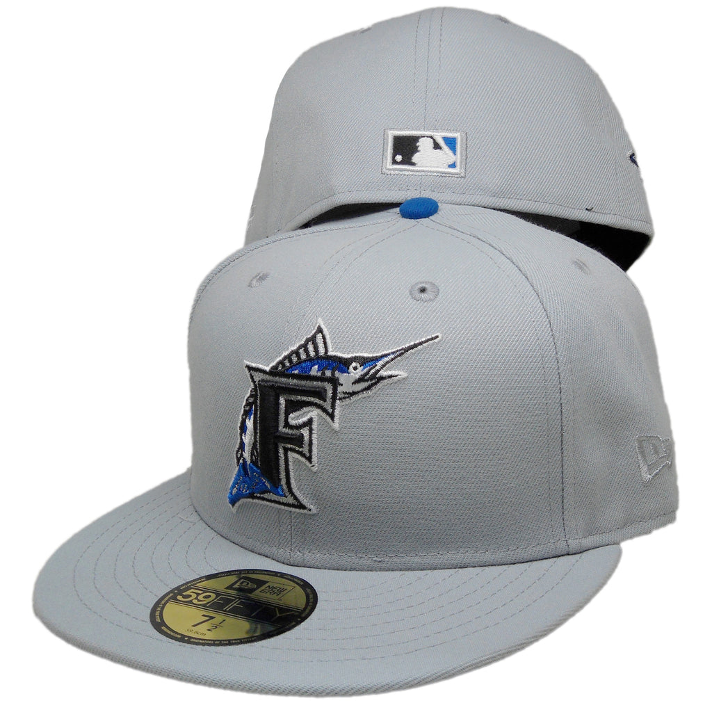 New Era Florida Marlins Gray 10th Anniversary Blue Undervisor 59FIFTY Fitted Hat