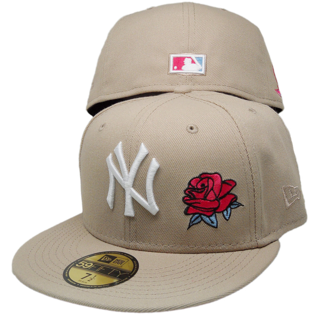 New Era New York Yankees Camel/Hot Pink Rose 27 World Championship 59FIFTY Fitted Hat