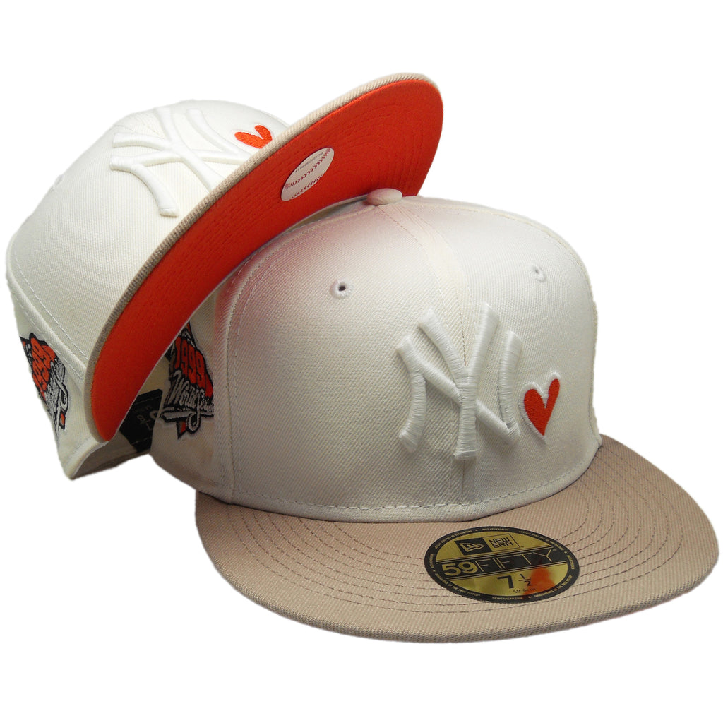 New Era New York Yankees White/Khaki Heart 1999 World Series 59FIFTY Fitted Hat