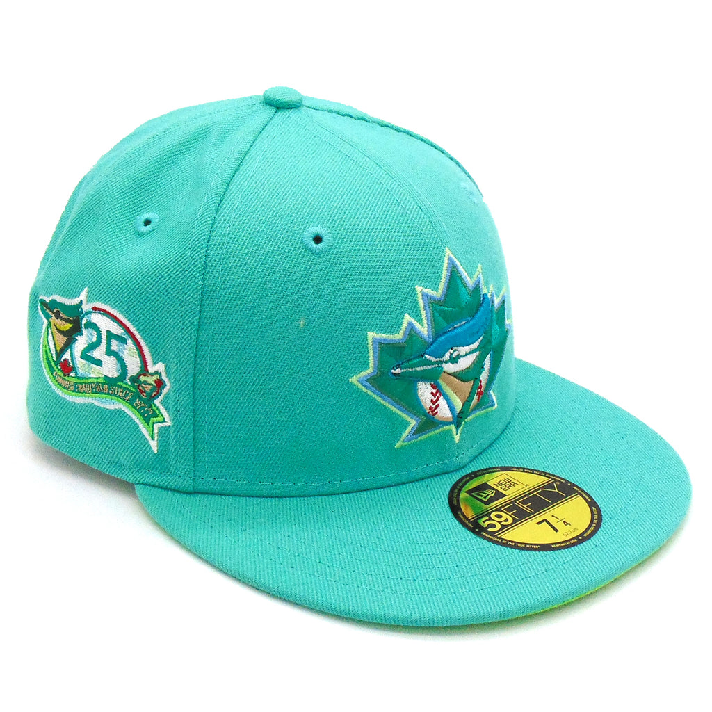 New Era Toronto Blue Jays Mint 25th Season Patch Lime Green Undervisor 59FIFTY Fitted Hat