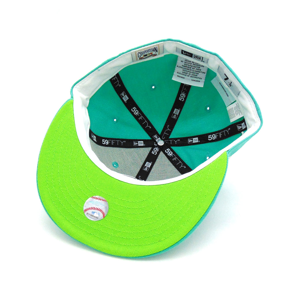 New Era Toronto Blue Jays Mint 25th Season Patch Lime Green Undervisor 59FIFTY Fitted Hat