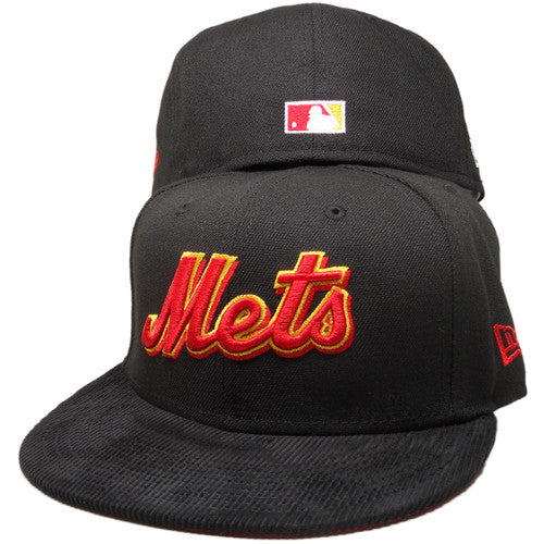 New Era New York Mets Black/Red Corduroy Visor 40th Anniversary 59FIFTY Fitted Hat