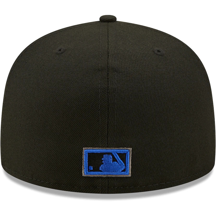 New Era Black Chicago Cubs Wrigley Field 100th Anniversary Patch Blackout Pop Undervisor 59FIFTY Fitted Hat