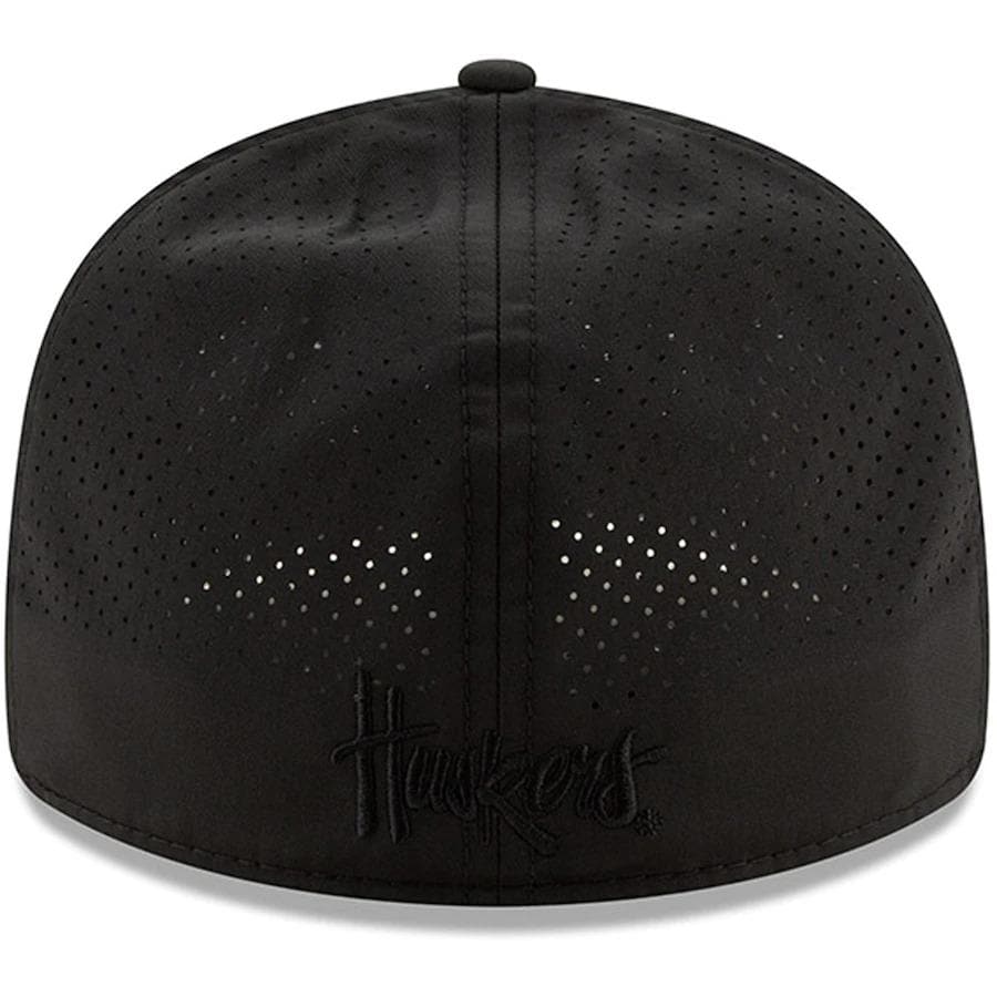 New Era Nebraska Huskers Black on Black Low Profile 59FIFTY Fitted Hat