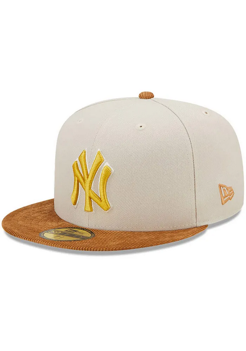 New Era New York Yankees Cream/Brown Corduroy Visor 2022 59FIFTY Fitted Hat