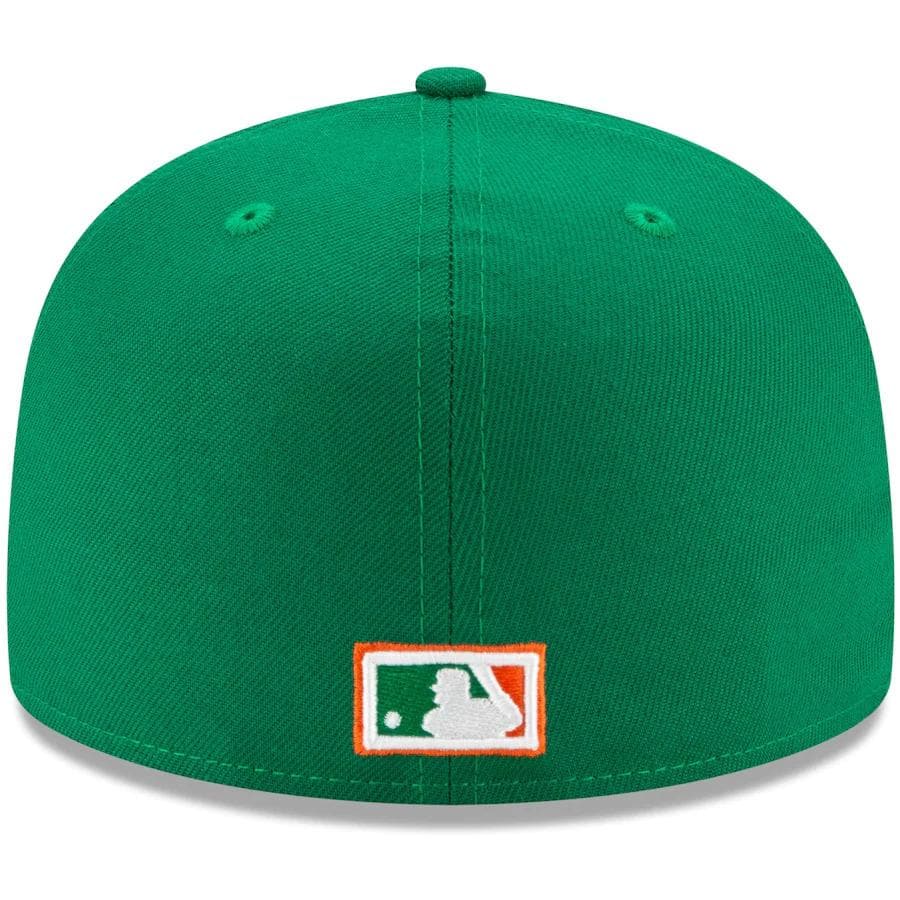 New Era Los Angeles Dodgers Green 100th Season Orange Undervisor 59FIFTY Fitted Hat