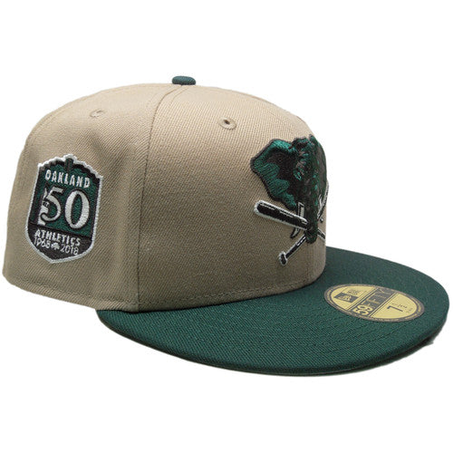 New Era Oakland Athletics 50th Anniversary Khaki/Dark Green 59FIFTY Fitted Hat