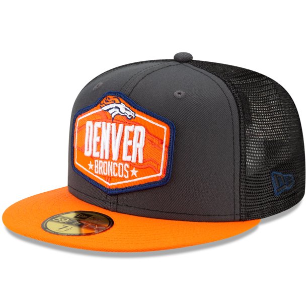 New Era Graphite/Orange Denver Broncos 2021 NFL Draft On-Stage Mesh Back 59FIFTY Fitted Hat