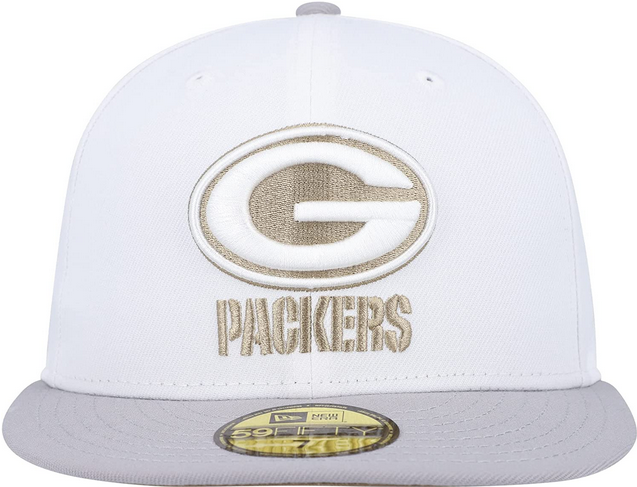 New Era White/Gray Green Bay Packers 100th Anniversary Gold Undervisor 59FIFTY Fitted Hat