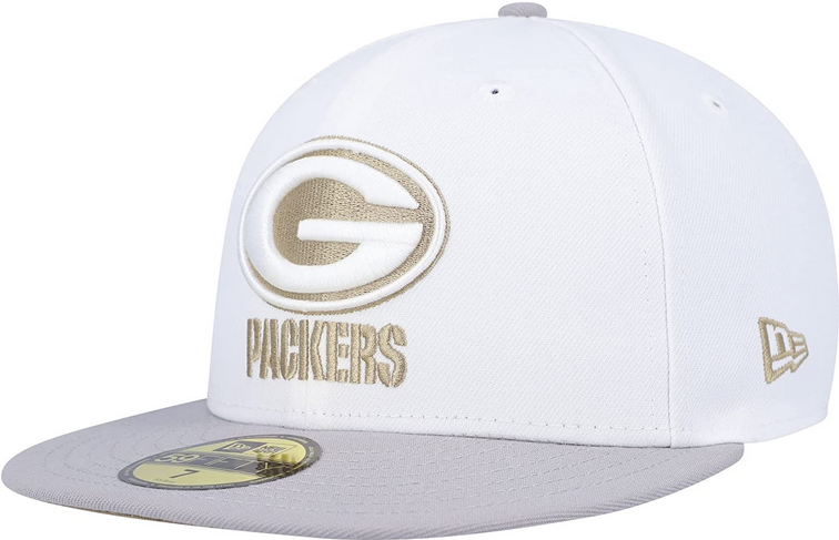 New Era White/Gray Green Bay Packers 100th Anniversary Gold Undervisor 59FIFTY Fitted Hat
