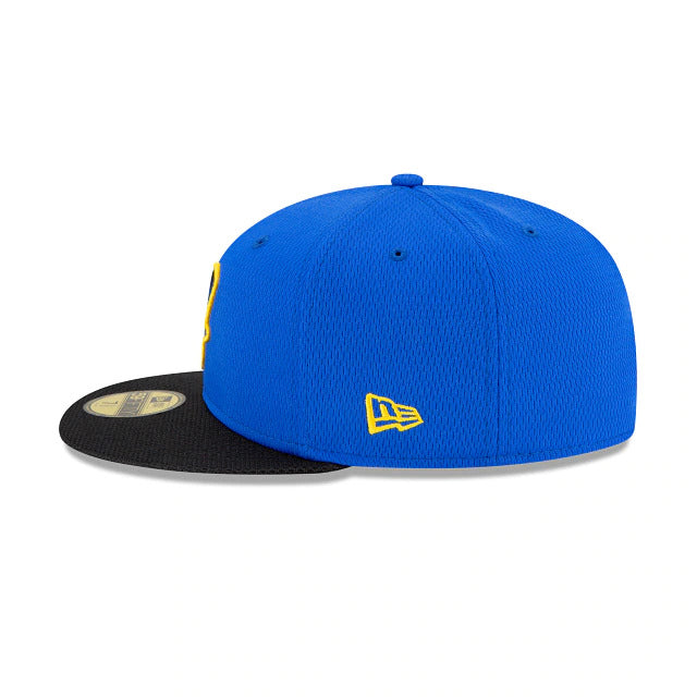 New Era Los Angeles Rams NFL Sideline Road 2021 Blue/Yellow 59FIFTY Fitted Hat