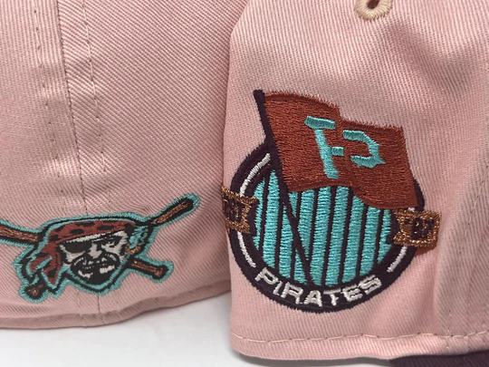 New Era Pittsburgh Pirates Soft Salmon Pink/Maroon 1887 Established 59FIFTY Fitted Hat