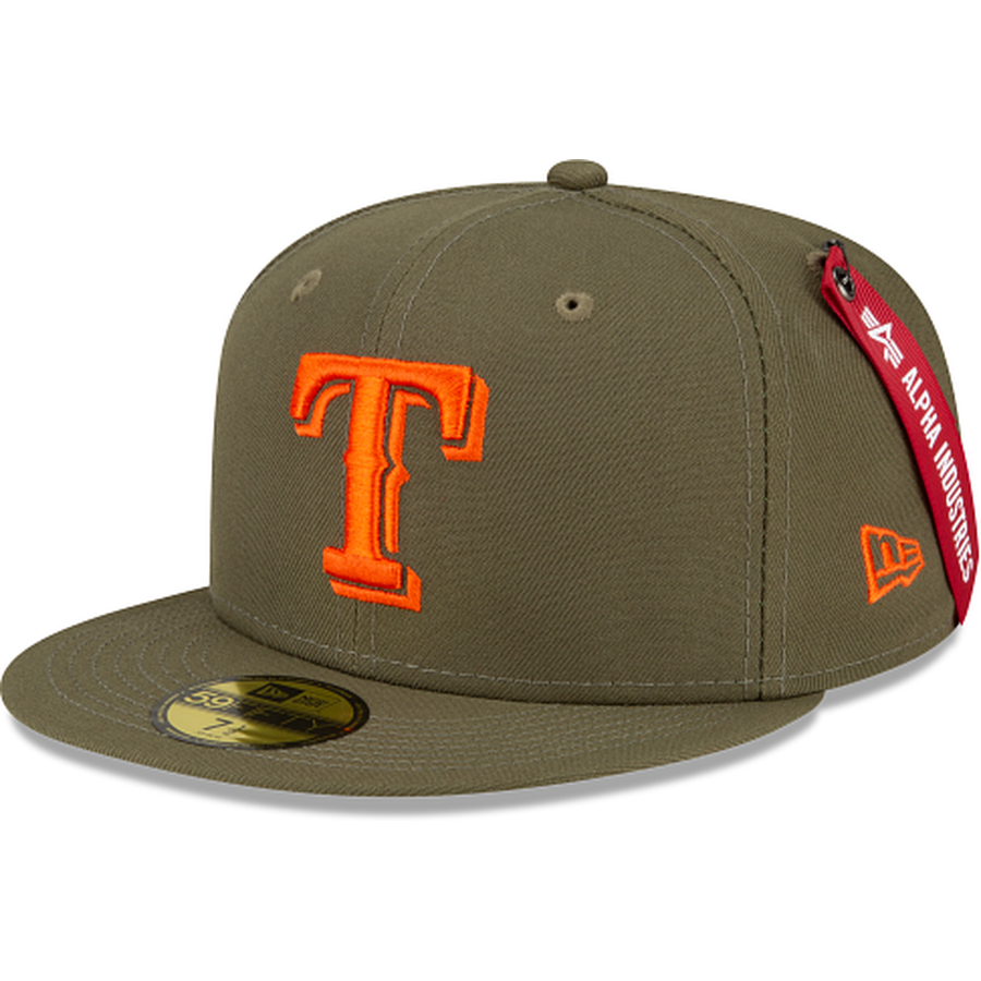 New Era Alpha Industries X Texas Rangers Green 59FIFTY Fitted Hat