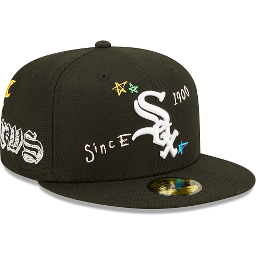 Atlanta Braves ALL-OVER SCRIBBLE Navy Fitted Hat by New Era