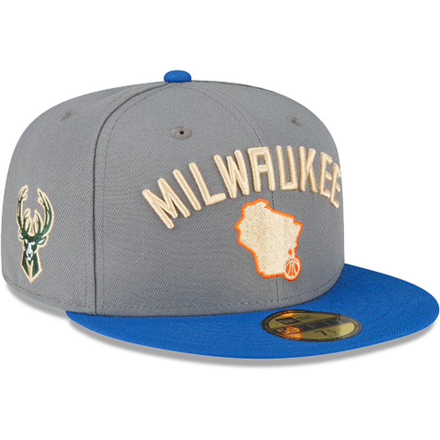 New Era Milwaukee Bucks 2022-23 City Edition Gray 59FIFTY Fitted Hat