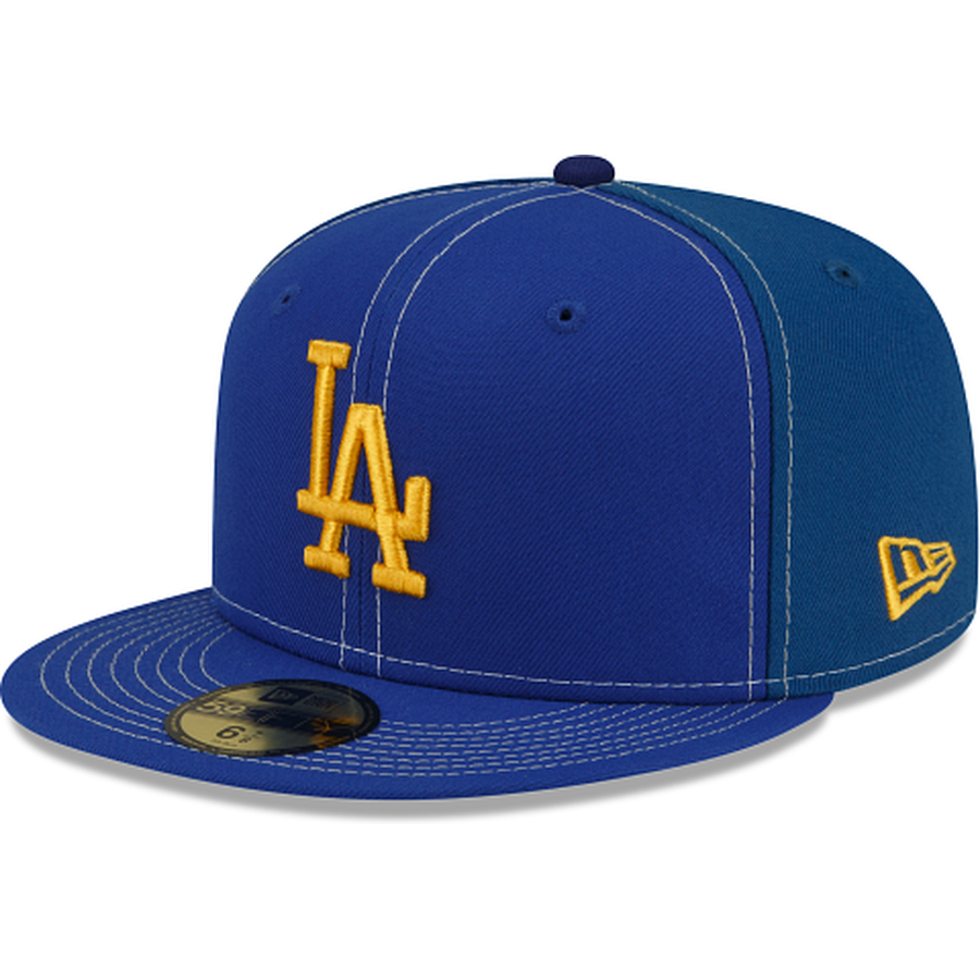 Blue and yellow fitted hats sales