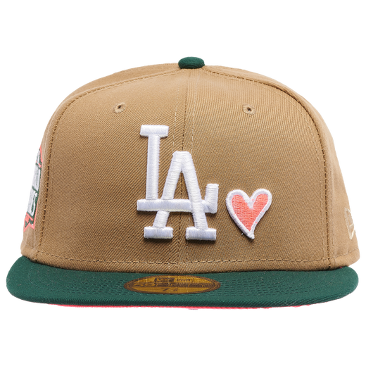 New Era x Champs Sports Los Angeles Dodgers x Tan/Pine Green Pink Hearts 59FIFTY Fitted Hat
