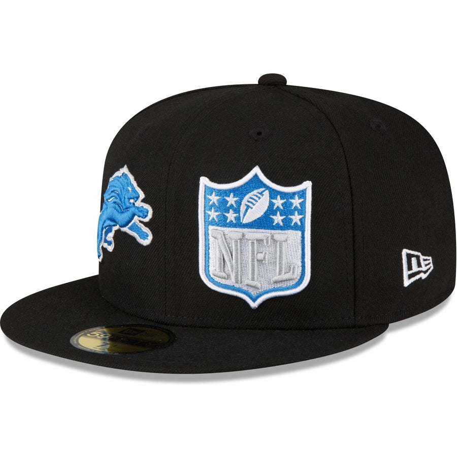 New Era Detroit Lions 2023 Sideline Black 59FIFTY Fitted Hat