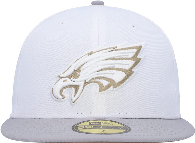 New Era White/Gray Philadelphia Eagles 75th Anniversary Gold Undervisor 59FIFTY Fitted Hat