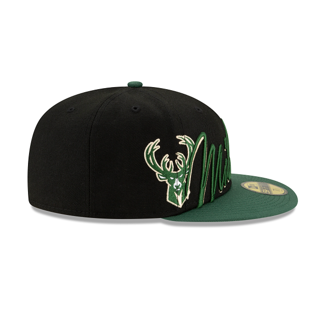 New Era Milwaukee Bucks Cursive 59FIFTY Fitted Hat