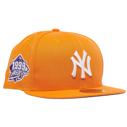 New Era Orange New York Yankees 1999 World Series Purple Undervisor 59FIFTY Fitted Hat