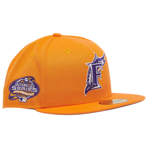 New Era Orange Florida Marlins Purple Undervisor 59FIFTY Fitted Hat