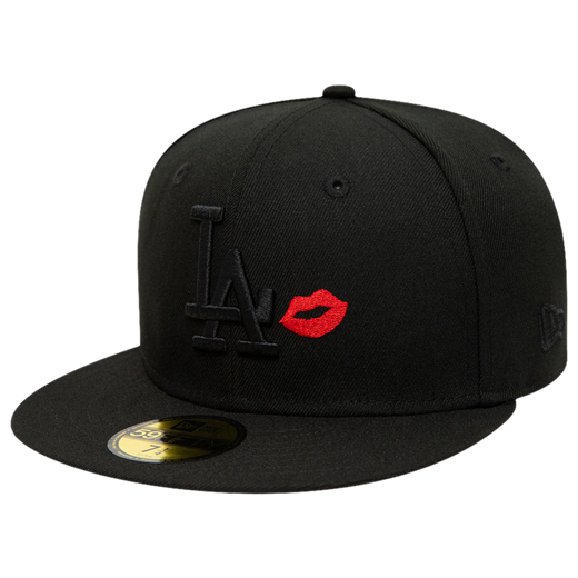 New Era Los Angeles Dodgers Black Red Lips Kiss 59FIFTY Fitted Hat