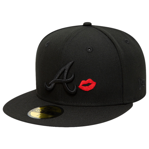 New Era Atlanta Braves Black Red Lips Kiss Inaugural Season 59FIFTY Fitted Hat