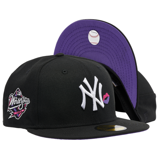 New Era Black New York Yankees Pink/Purple Kiss Lips 59FIFTY Fitted Hat
