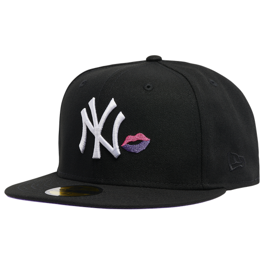 New Era Black New York Yankees Pink/Purple Kiss Lips 59FIFTY Fitted Hat