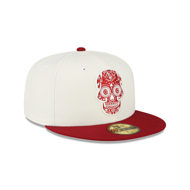 New Era Day of the Dead Red Sugar Skull 59FIFTY Fitted Hat