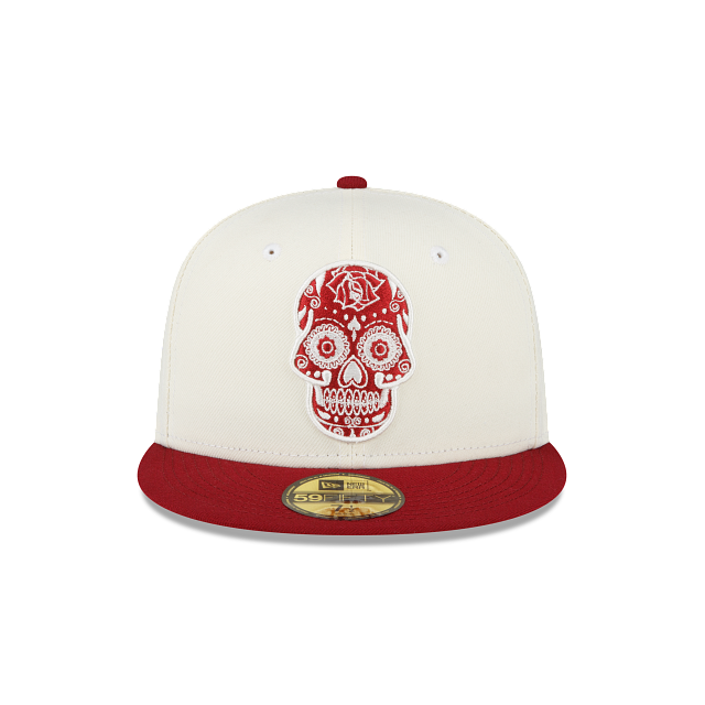 New Era Day of the Dead Red Sugar Skull 59FIFTY Fitted Hat