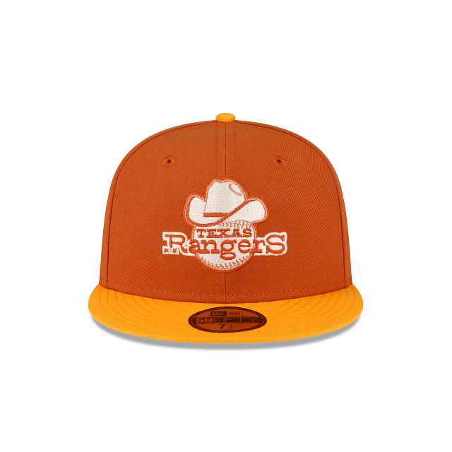 New Era Texas Rangers 40th Anniversary Copper Peaches Prime Editon 59Fifty  Fitted Hat, EXCLUSIVE HATS, CAPS