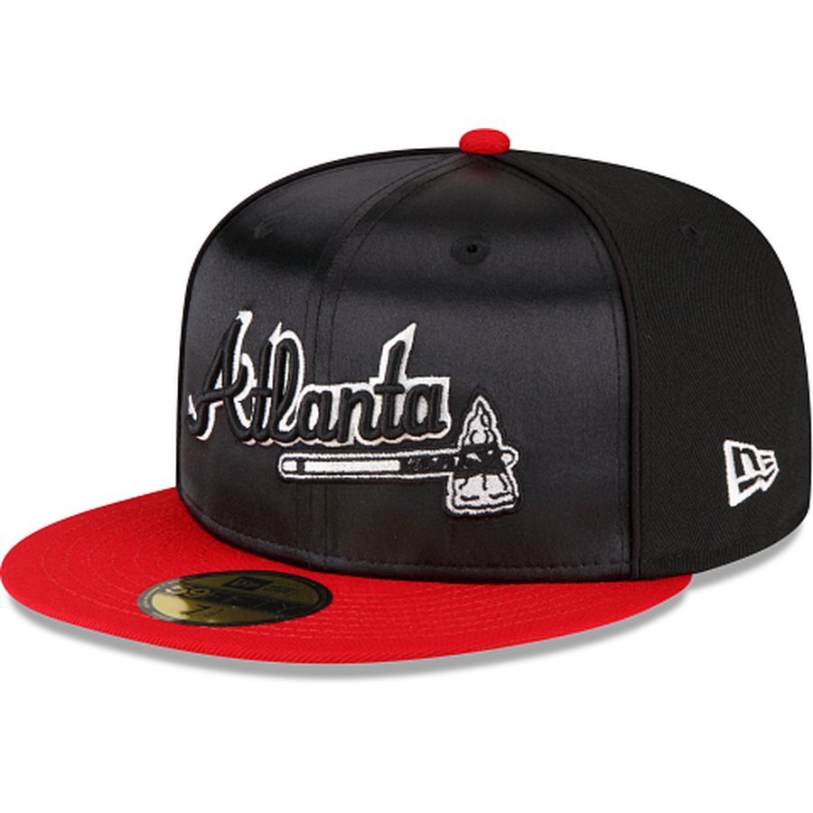 New Era Just Caps Black Satin Atlanta Braves 2023 59FIFTY Fitted Hat
