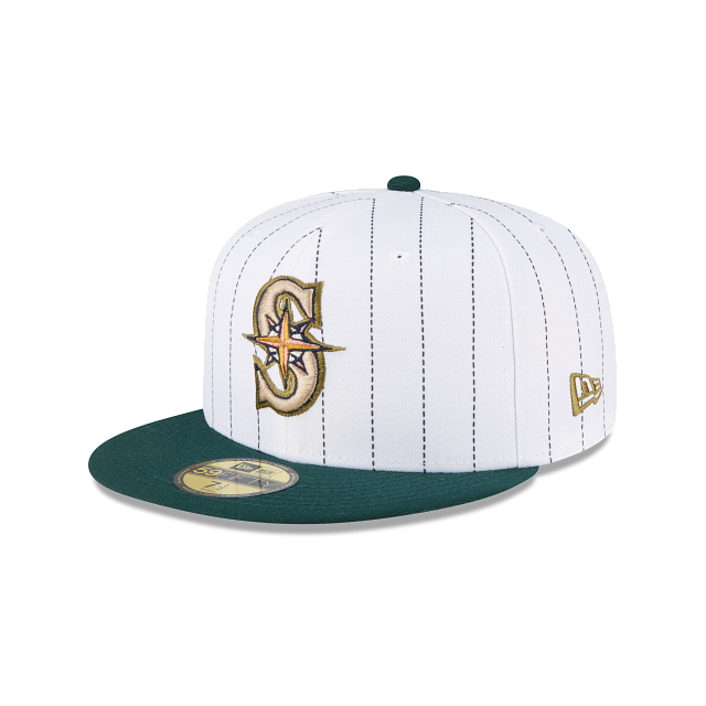 New Era Just Caps White Pinstripe Seattle Mariners 59FIFTY Fitted Hat