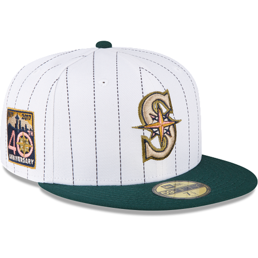 New Era Just Caps White Pinstripe Seattle Mariners 59FIFTY Fitted Hat