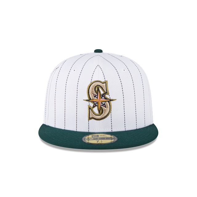 New Era Just Caps White Pinstripe Seattle Mariners 59FIFTY Fitted Hat