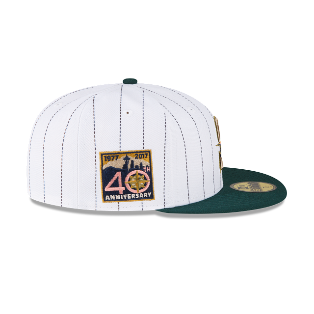 New Era Just Caps White Pinstripe Seattle Mariners 59FIFTY Fitted Hat
