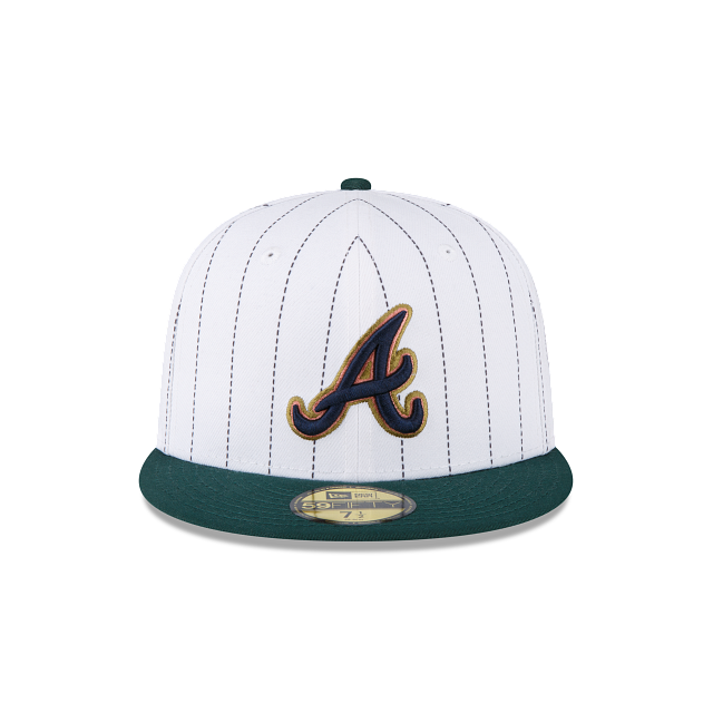 New Era Just Caps White Pinstripe Atlanta Braves 59FIFTY Fitted Hat