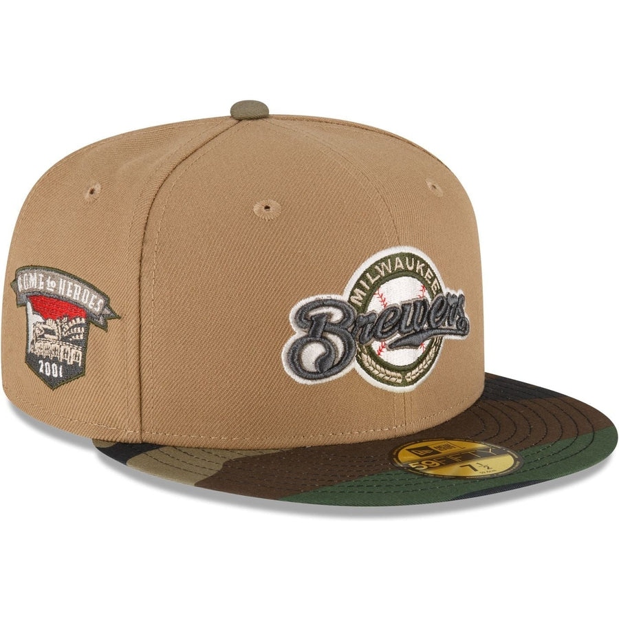 New Era Just Caps Camo Khaki Milwaukee Brewers 2023 59FIFTY Fitted Hat