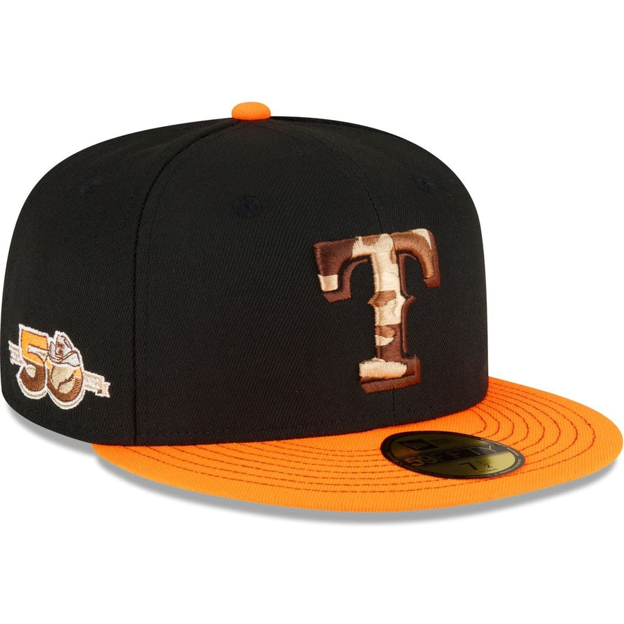 New Era Just Caps Orange Visor Texas Rangers 2023 59FIFTY Fitted Hat