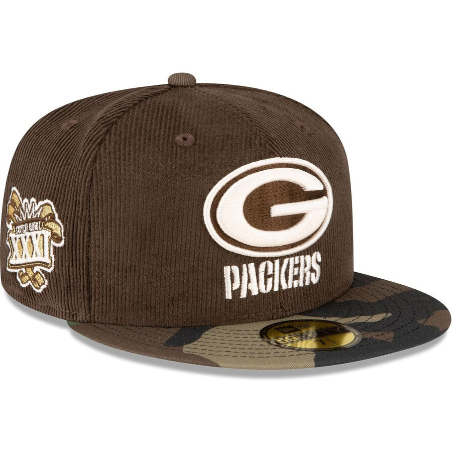 New Era Just Caps Brown Camo Green Bay Packers 2023 59FIFTY Fitted Hat