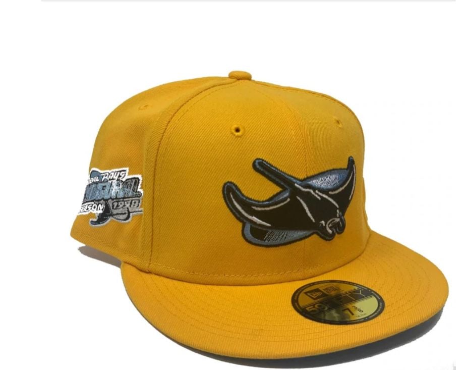New Era Tampa Bay Devil Rays Yellow 1998 Inaugural Season Icy Undervisor 59FIFTY Fitted Hat